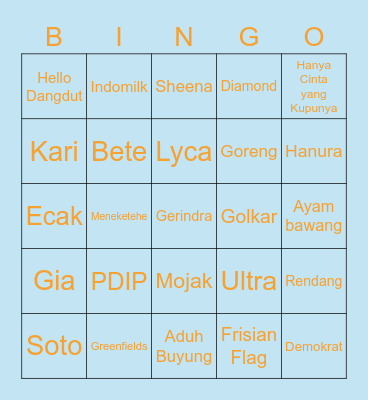 BINGO ECAK Bingo Card