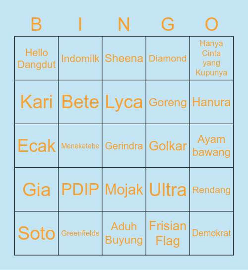 BINGO ECAK Bingo Card