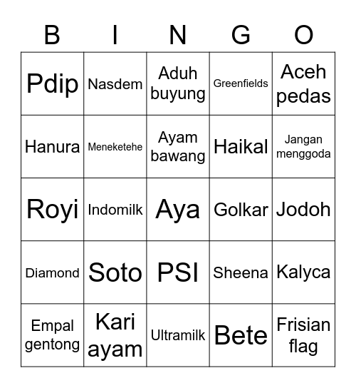 BUYUNGS LOVA Bingo Card