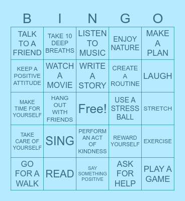 COPING Bingo Card