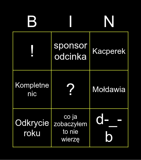 Zabawkowiczowe Bingo Card