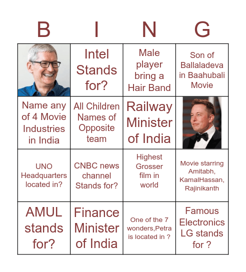 Team Bingo Card