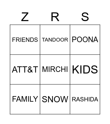 ZOHER'S 80th BIRTHDAY BINGO Card