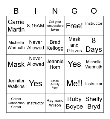 Kiamichi Tech Bingo Card