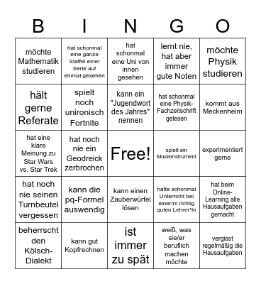 EF Bingo Card