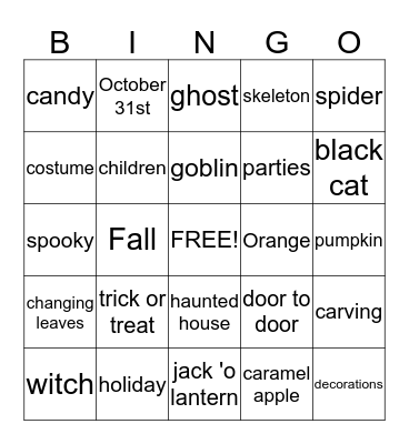 Halloween Bingo Card