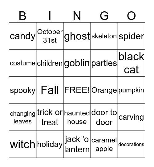 Halloween Bingo Card