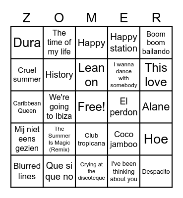 Summer Swingo Bingo Card