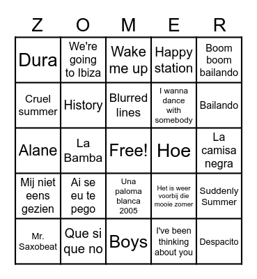 Summer Swingo Bingo Card