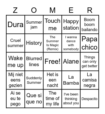 Summer Swingo Bingo Card