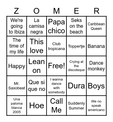 Summer Swingo Bingo Card
