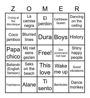 Summer Swingo Bingo Card