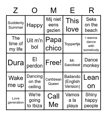 Summer Swingo Bingo Card