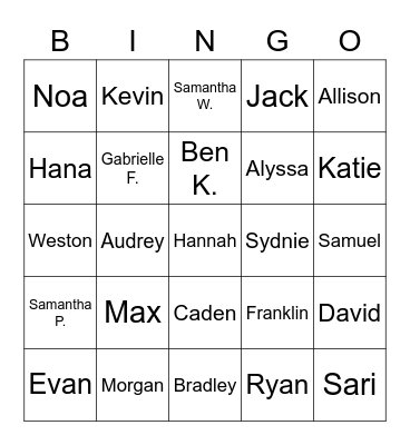 American Studies Bingo! Bingo Card