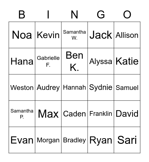 American Studies Bingo! Bingo Card