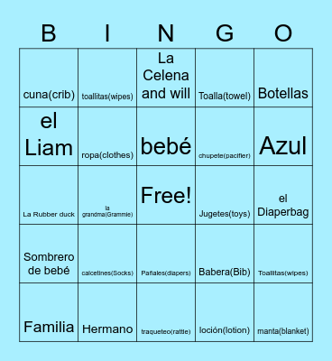 Levi's baby shower bingo Card