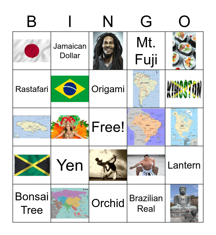 Around the World Fun Friday Bingo Card
