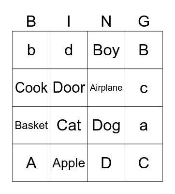 ABC Words Bingo Card