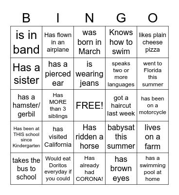 Been There, Done That Bingo Card