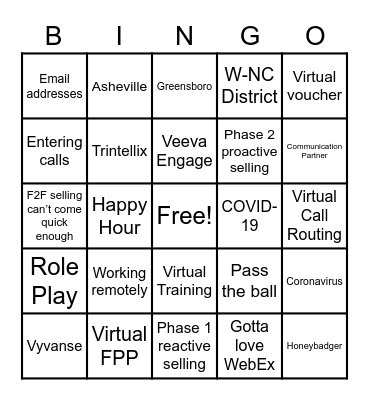 W NC Covid - 19 Bingo Card