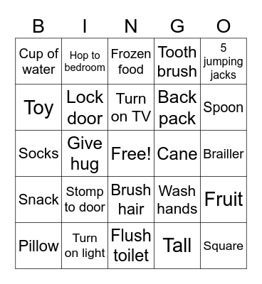 Around the House - VI Bingo Card