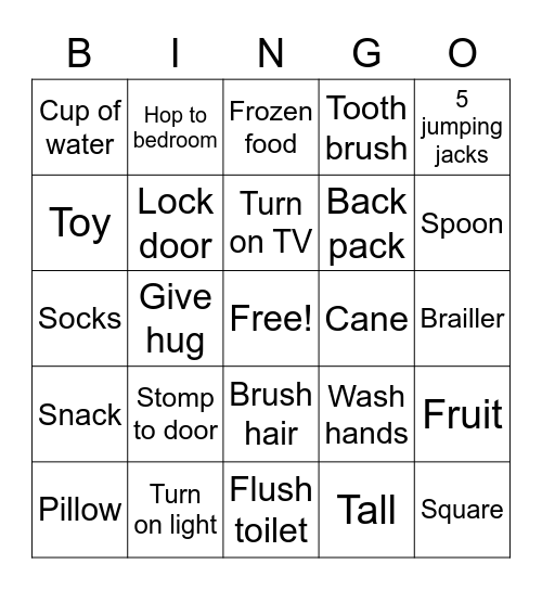 Around the House - VI Bingo Card