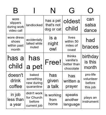 2020 Pro-Life Conference Bingo Card