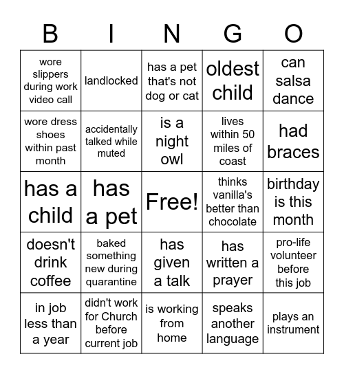 2020 Pro-Life Conference Bingo Card