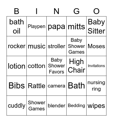 Anna's Baby Shower BINGO! Bingo Card