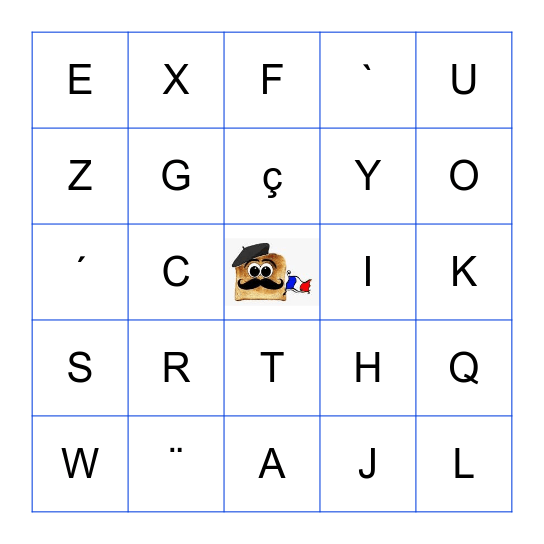 Alphabet/Accent Loto Bingo Card