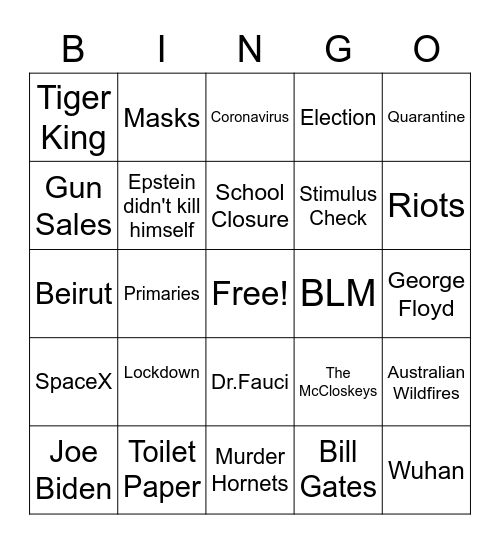 2020 Bingo Card
