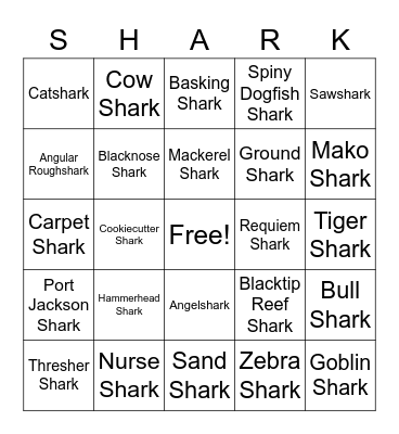 SHARK WEEK Bingo Card