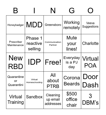 W NC Covid - 19 Bingo Card