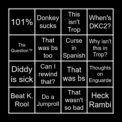 DKC1 1st Playthrough Bingo Card