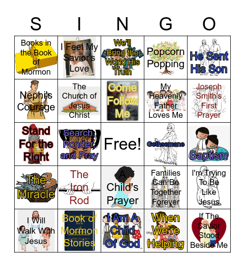 PRIMARY SING-O BING-O Bingo Card