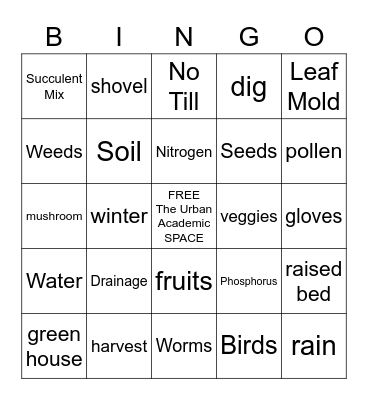 Garden Bingo Card