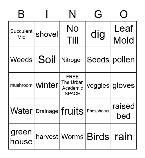 Garden Bingo Card