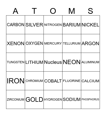 CHEMISTRY BINGO Card