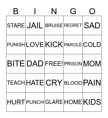 ANGER MANAGEMENT Bingo Card