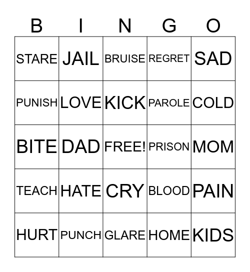 ANGER MANAGEMENT Bingo Card