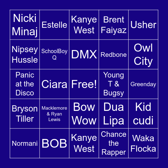 Song Bingo Card