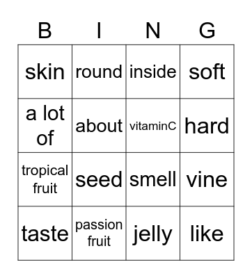 Passion Fruits Bingo Card