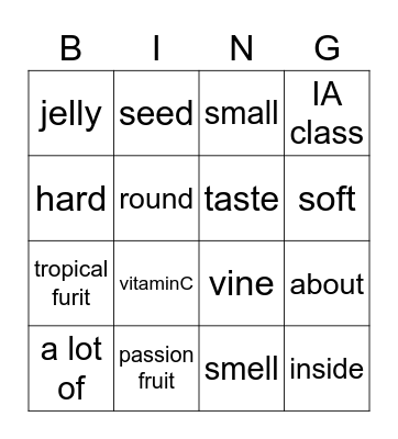 Passion Fruits Bingo Card