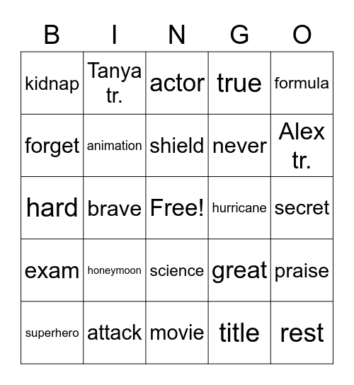 Untitled Bingo Card