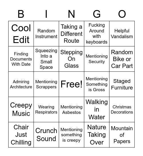 Bingus Bongus Bingo Card