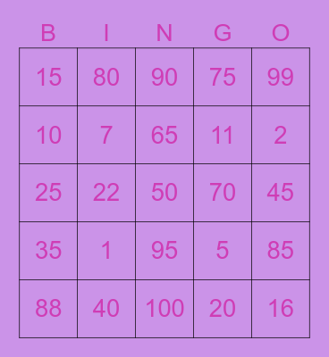 Lili Bingo Card