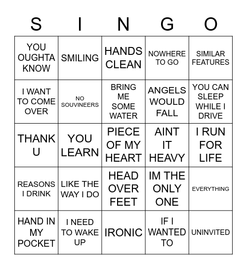 485 ALANIS MORISSETTE VS MELISSA ETHERIDGE Bingo Card