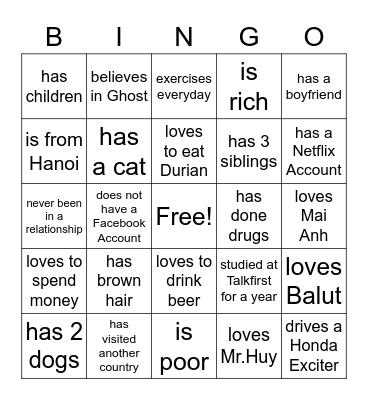 FIND SOMEONE WHO... Bingo Card