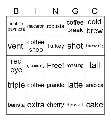 Coffee Bingo Card
