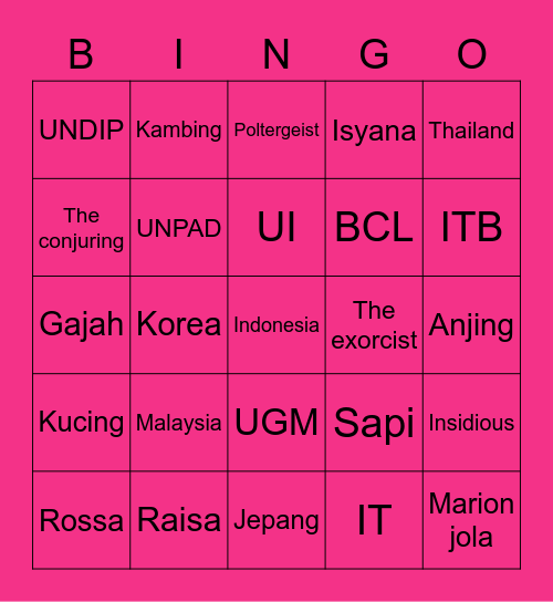 PUNYA YAYA BYUTI🌸 Bingo Card